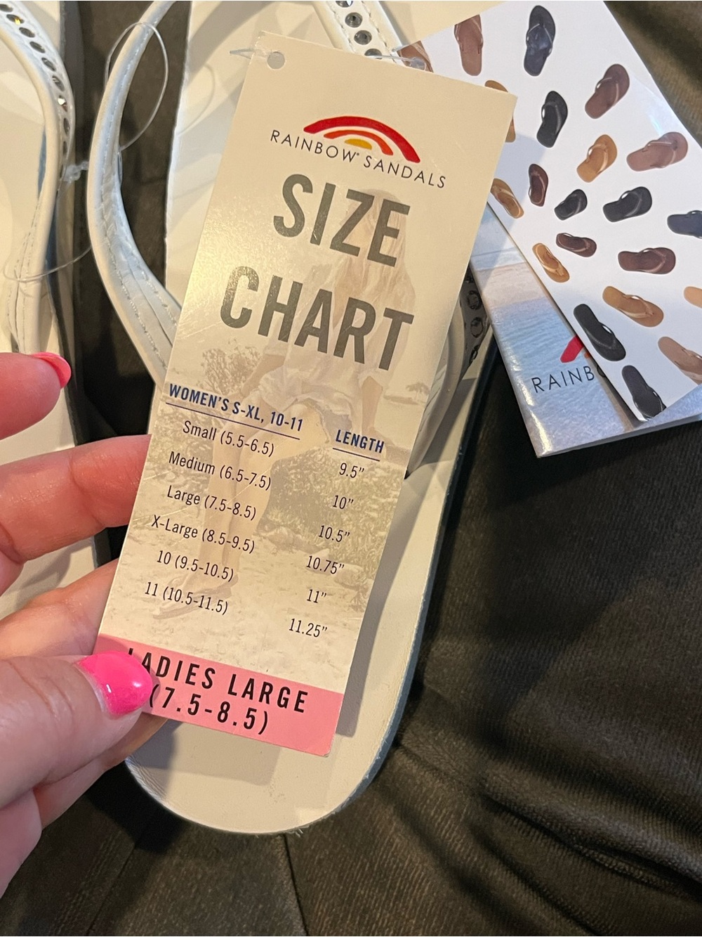 Rainbow Sandals White Crystal Collection Flip Flops Large 7.5-8.5 New - Picture 8 of 10
